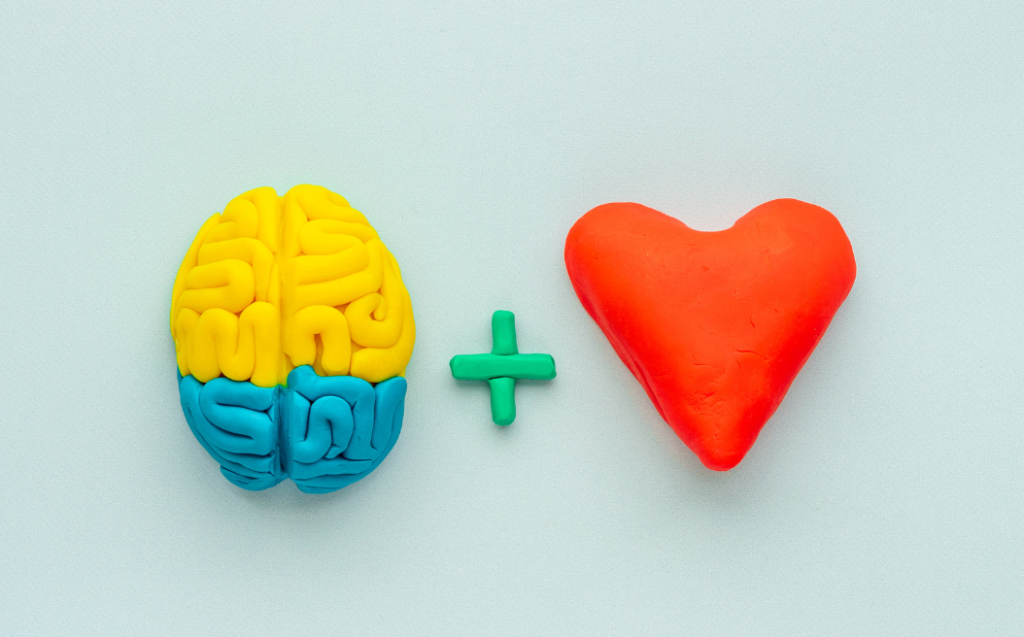 Heart and brain connection. Emotional intelligence concept.