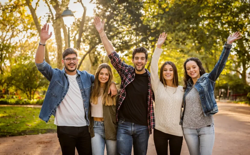 group of happy friends